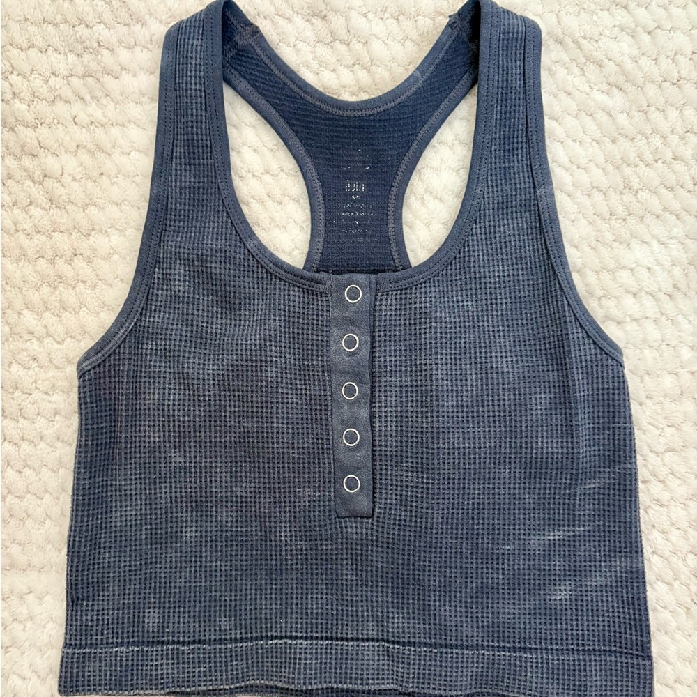Athletic Cropped Blue Racerback Tank Top